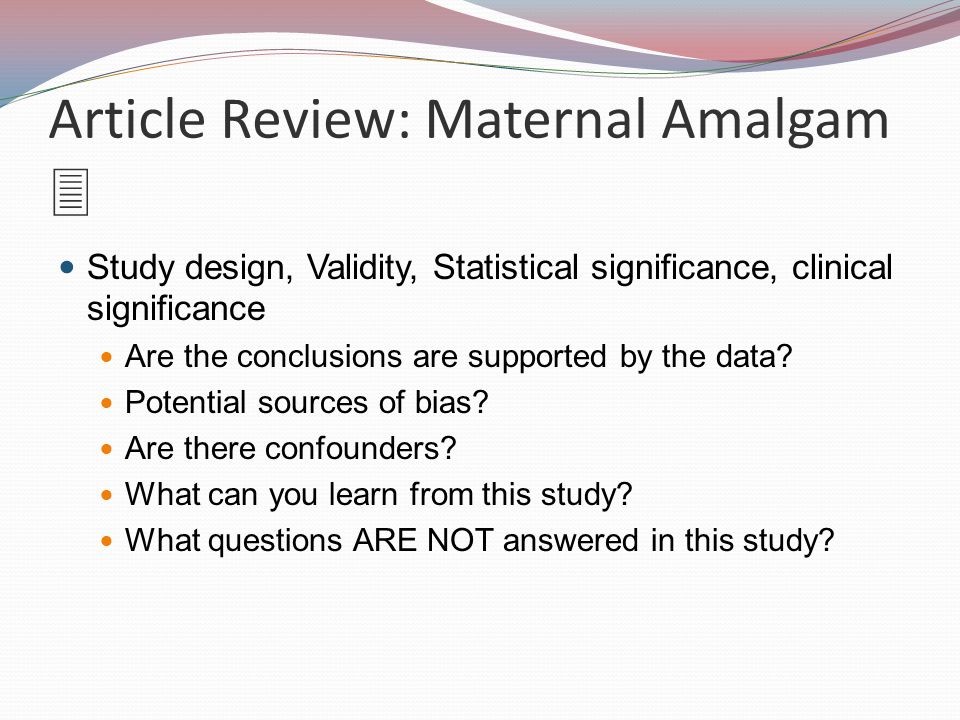 Article Review: Maternal Amalgam 