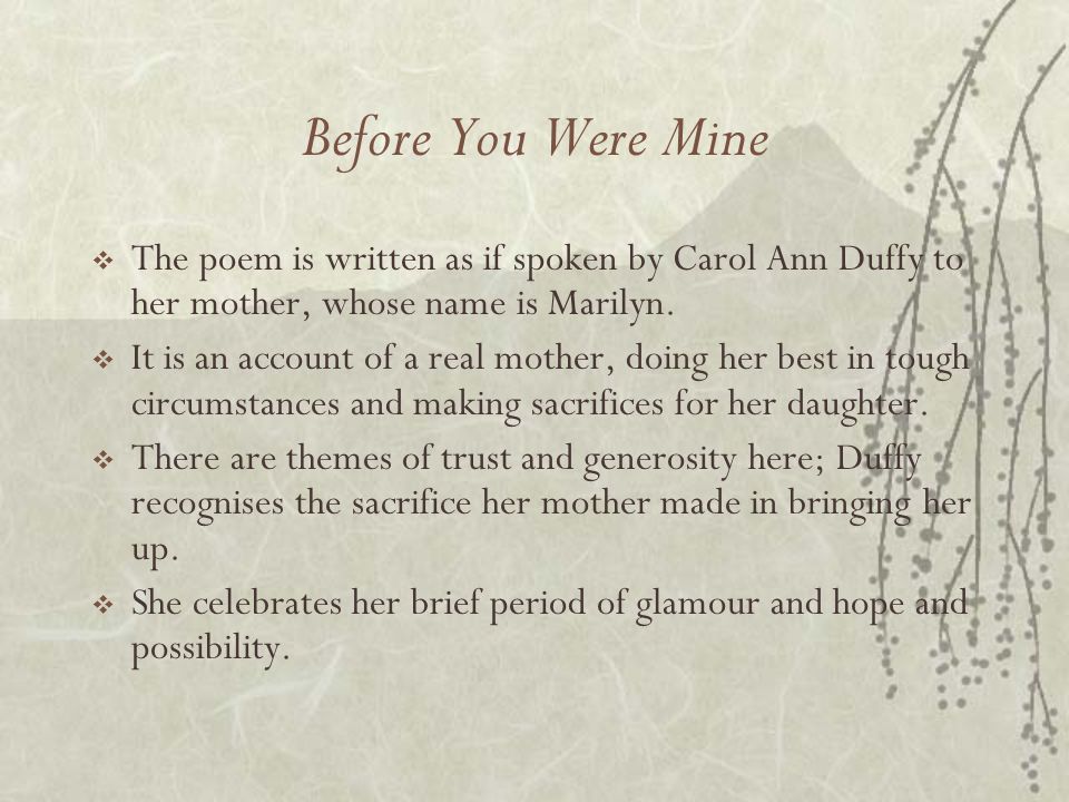 Before You Were Mine Carol Ann Duffy Ppt Video Online Download