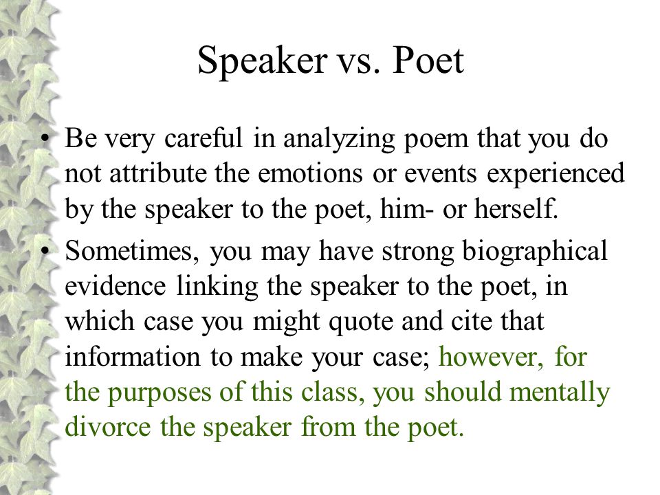 speaker of a poem