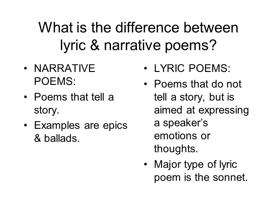 What is the difference between lyric & narrative poems
