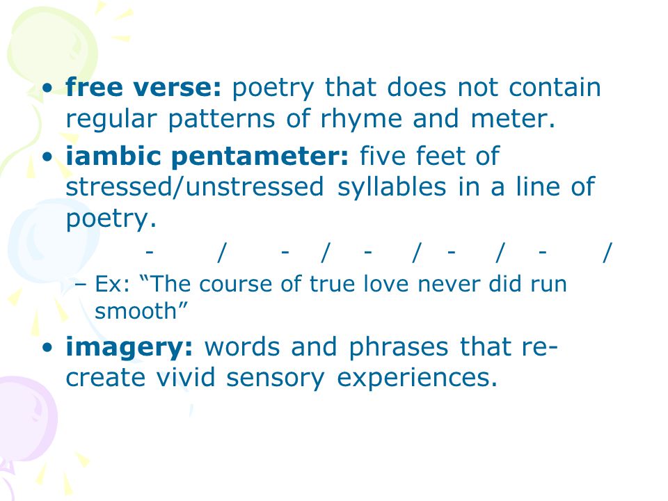 imagery: words and phrases that re-create vivid sensory experiences.