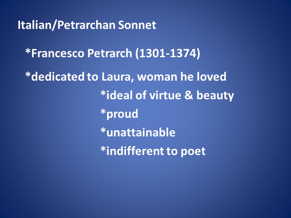 Italian/Petrarchan Sonnet
