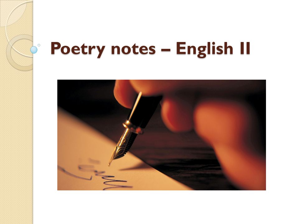 Poetry notes – English II