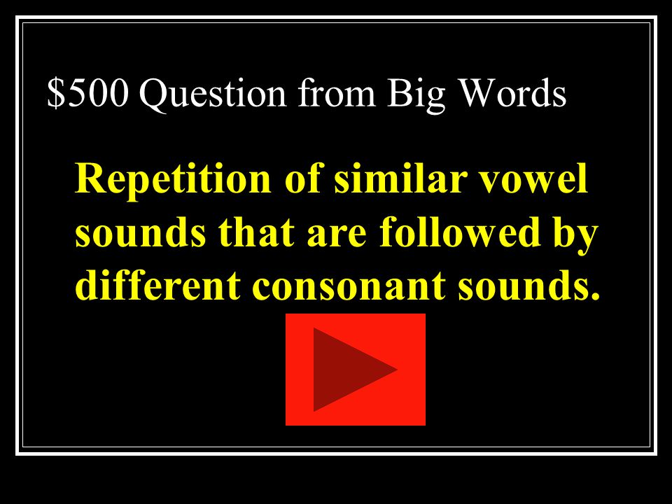 $500 Question from Big Words