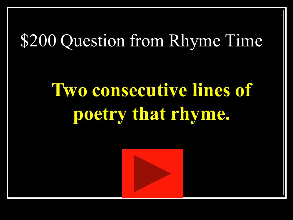 $200 Question from Rhyme Time