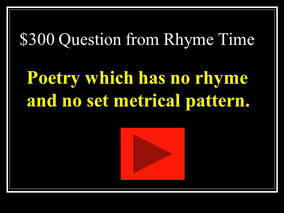 $300 Question from Rhyme Time