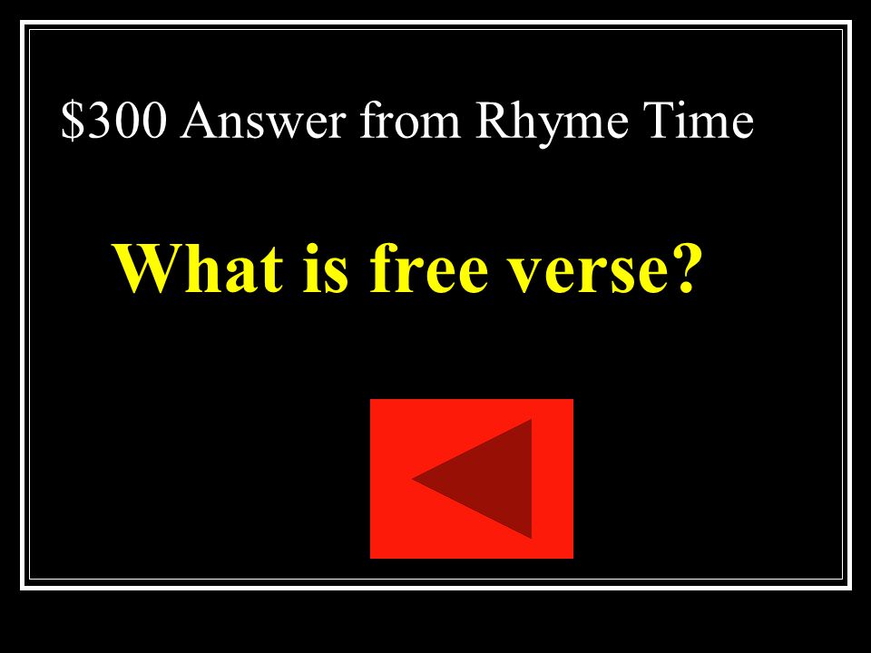 $300 Answer from Rhyme Time