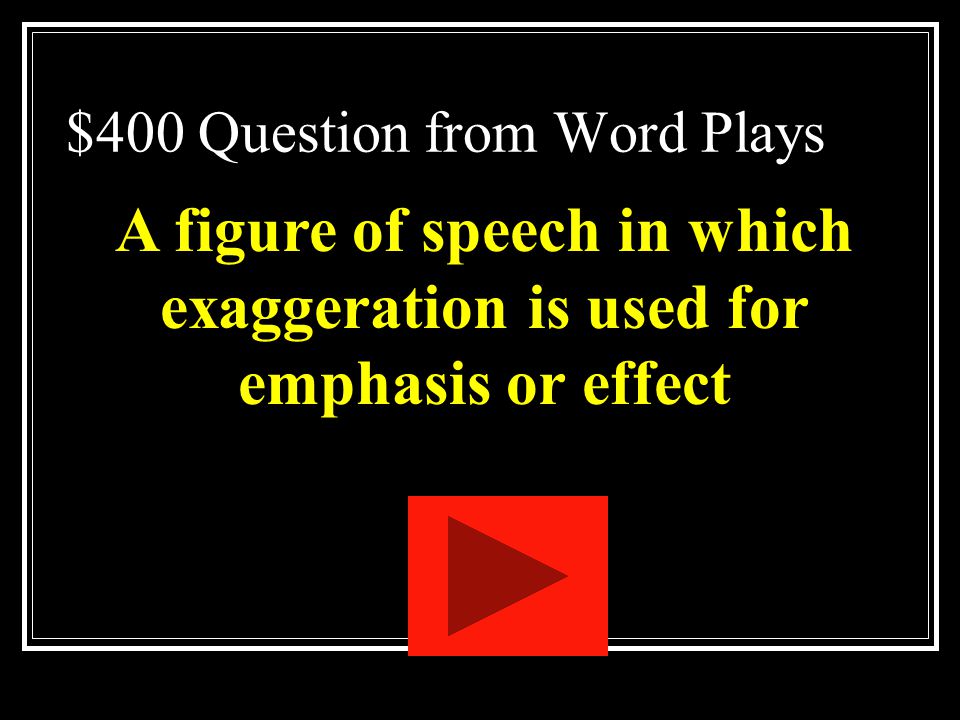 $400 Question from Word Plays