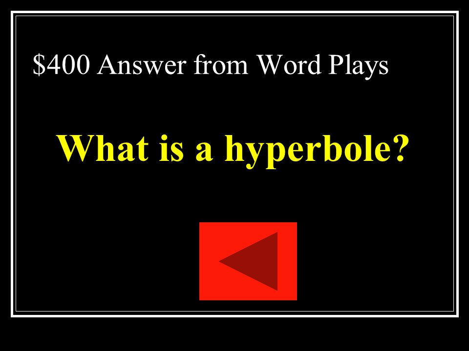 $400 Answer from Word Plays