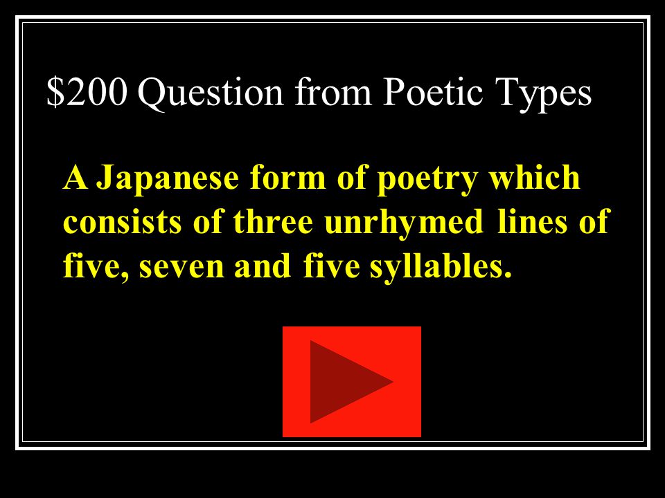$200 Question from Poetic Types