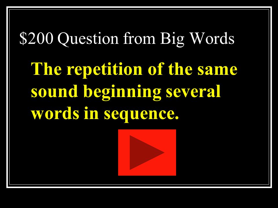 $200 Question from Big Words