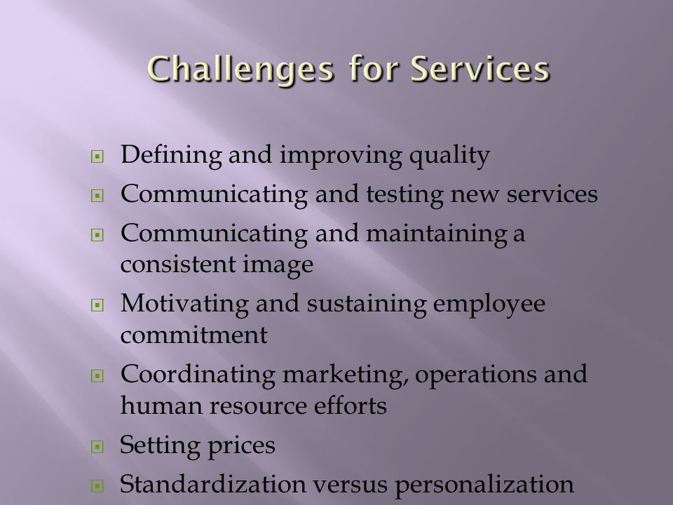 Challenges for Services