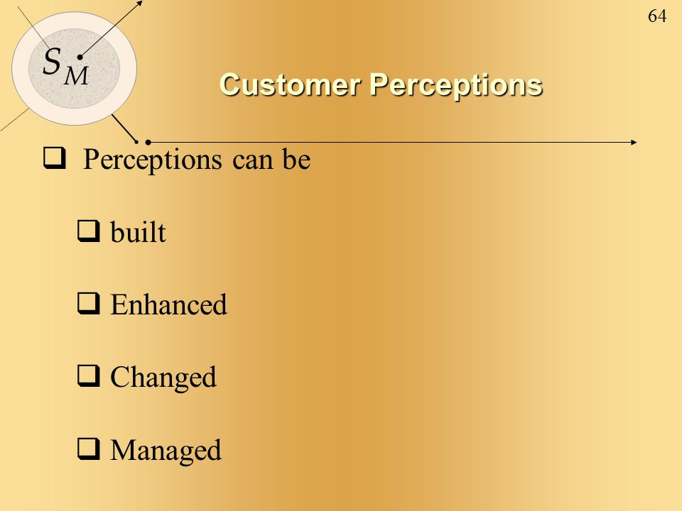 Customer Perceptions Perceptions can be built Enhanced Changed Managed