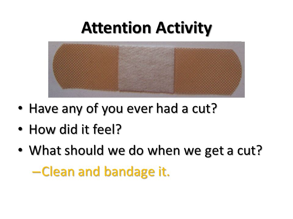 Attention Activity Have any of you ever had a cut How did it feel