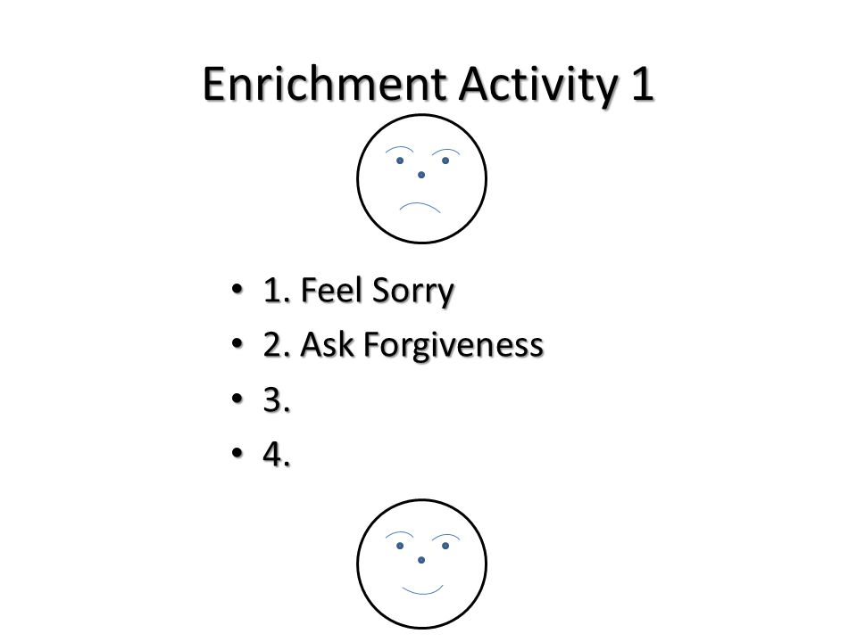 Enrichment Activity 1 1. Feel Sorry 2. Ask Forgiveness 3. 4.