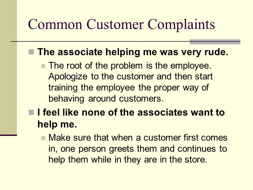 Common Customer Complaints