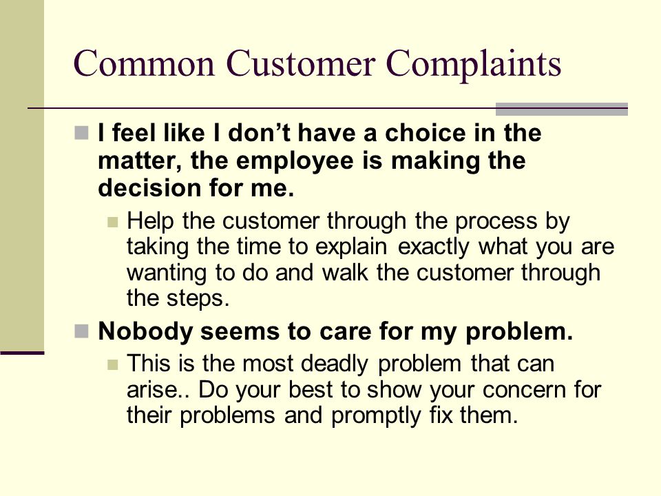Common Customer Complaints