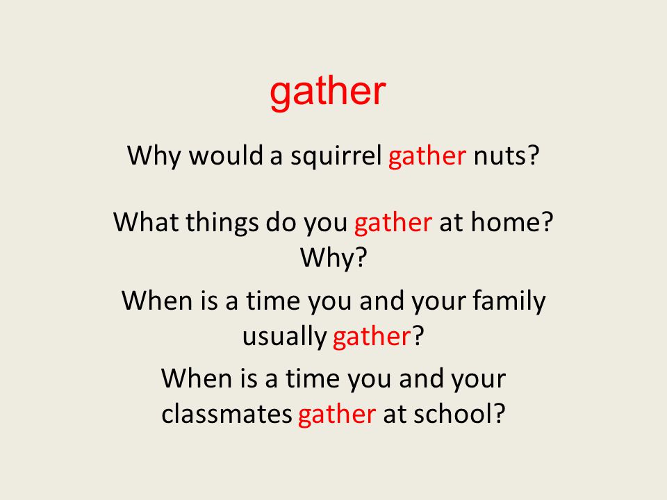 gather Why would a squirrel gather nuts