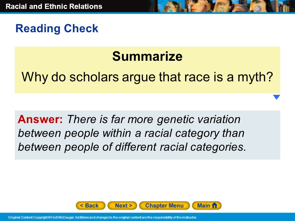 Why do scholars argue that race is a myth
