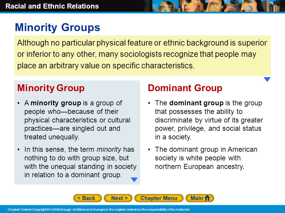 Minority Groups Minority Group Dominant Group