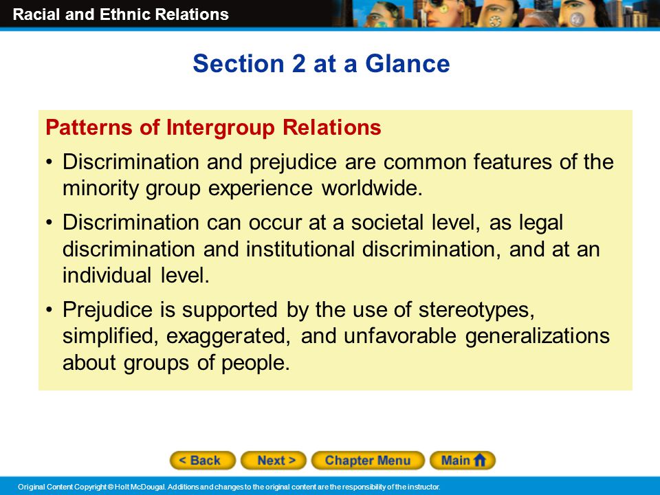 Section 2 at a Glance Patterns of Intergroup Relations