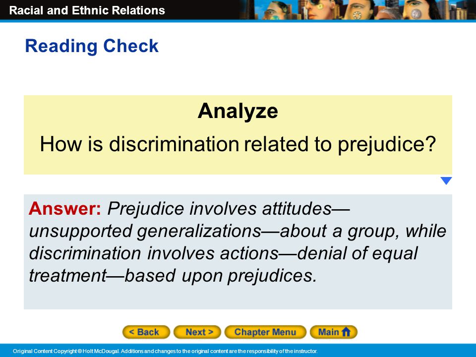 How is discrimination related to prejudice