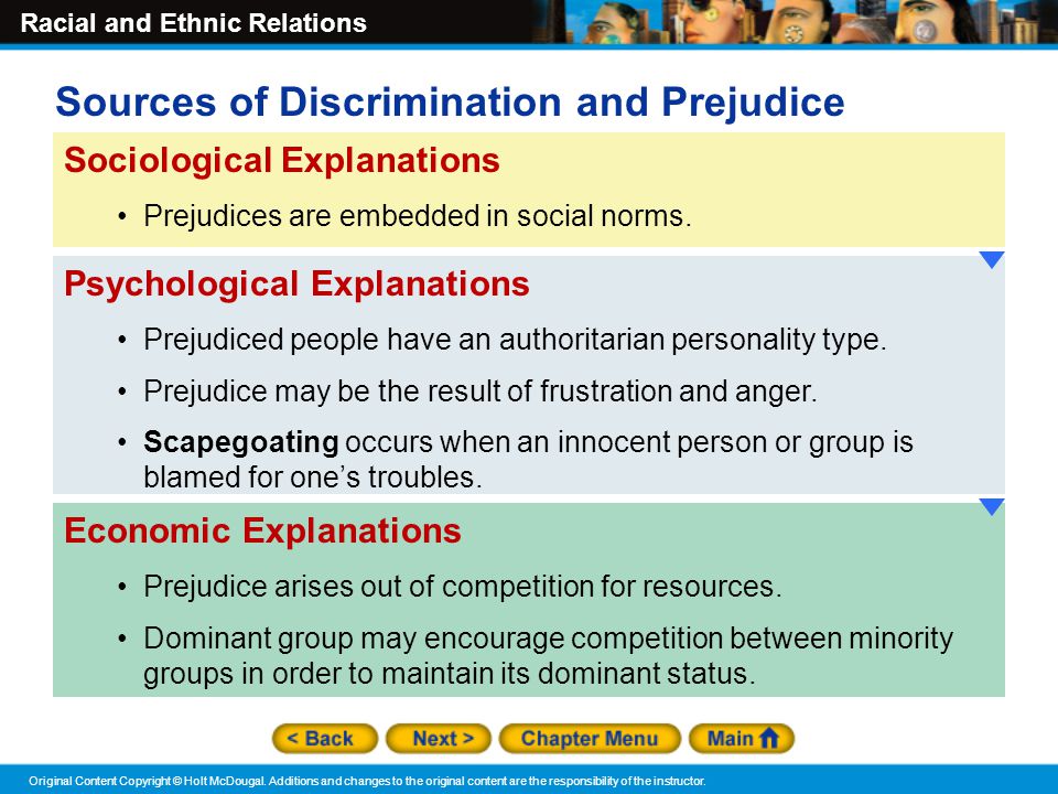 Sources of Discrimination and Prejudice