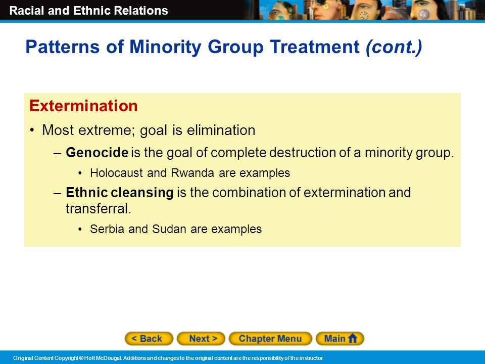 Patterns of Minority Group Treatment (cont.)