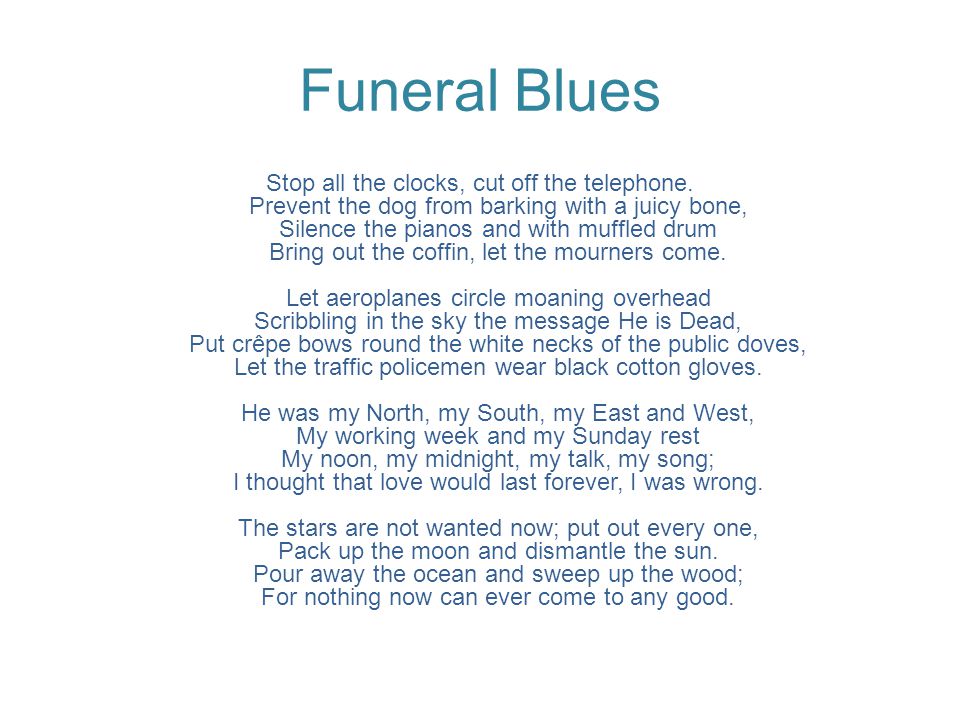 funeral blues analysis essay