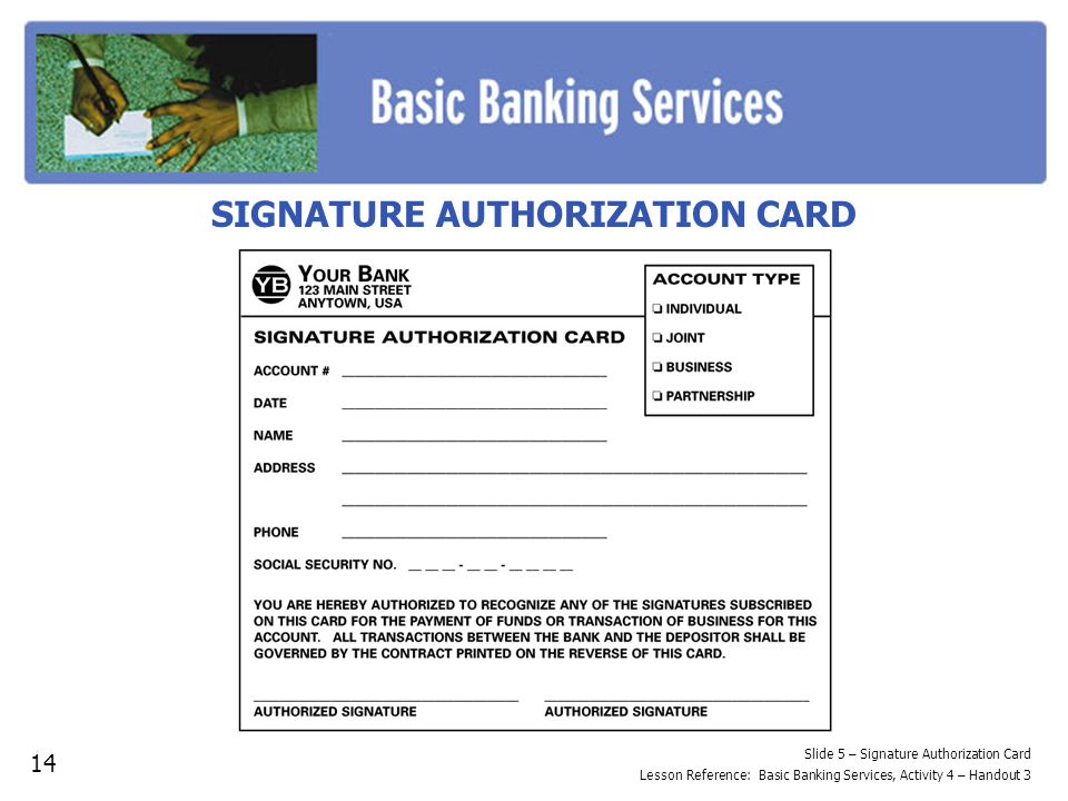 SIGNATURE AUTHORIZATION CARD