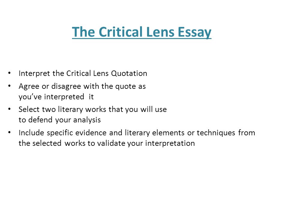 The Critical Lens Essay