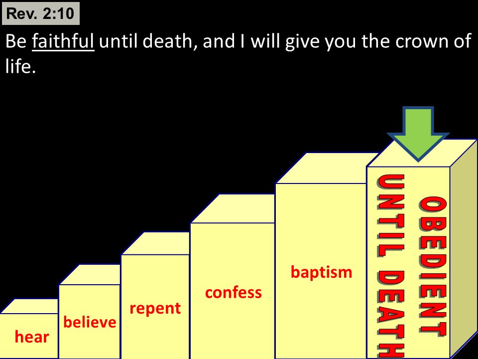 Rev. 2:10 Be faithful until death, and I will give you the crown of life. baptism. confess. repent.