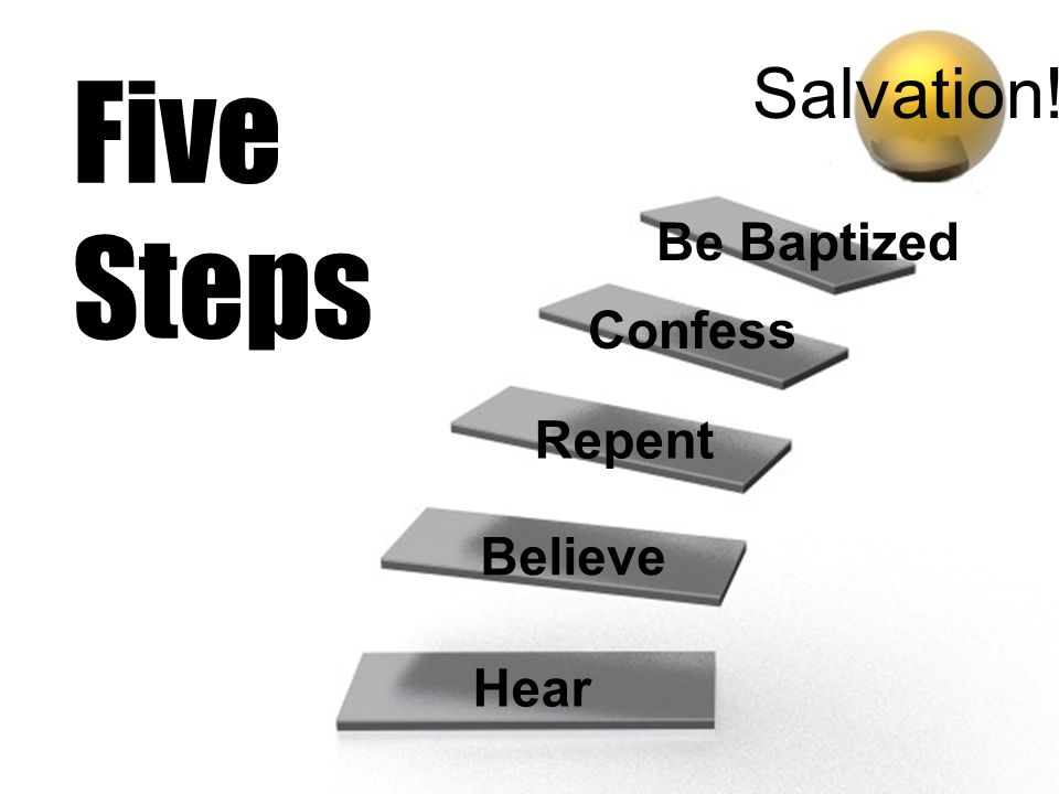 Five Steps Salvation! Be Baptized Confess Repent Believe Hear