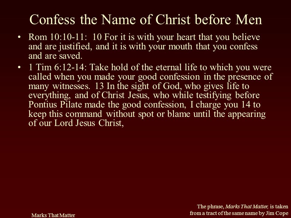 Confess the Name of Christ before Men