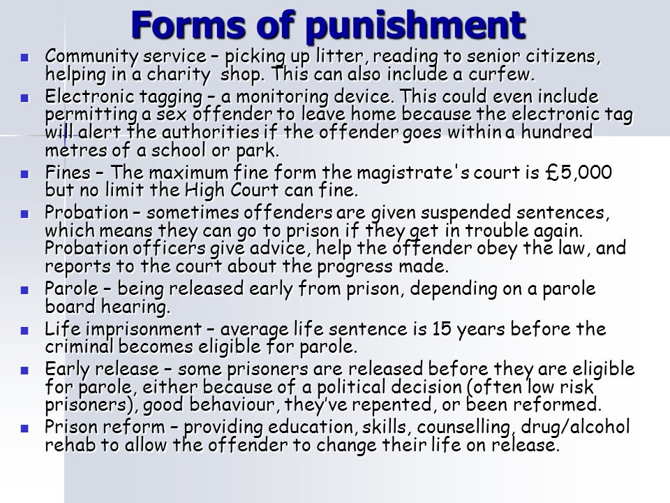 community service punishment examples