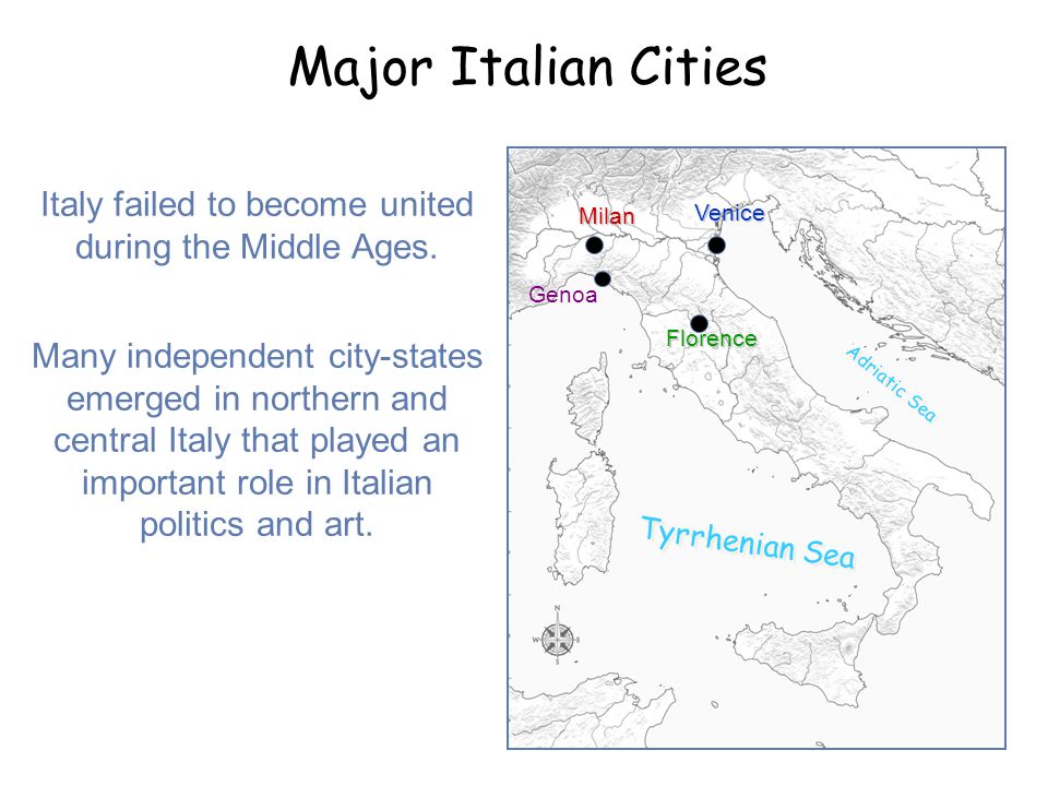 Italy failed to become united during the Middle Ages.
