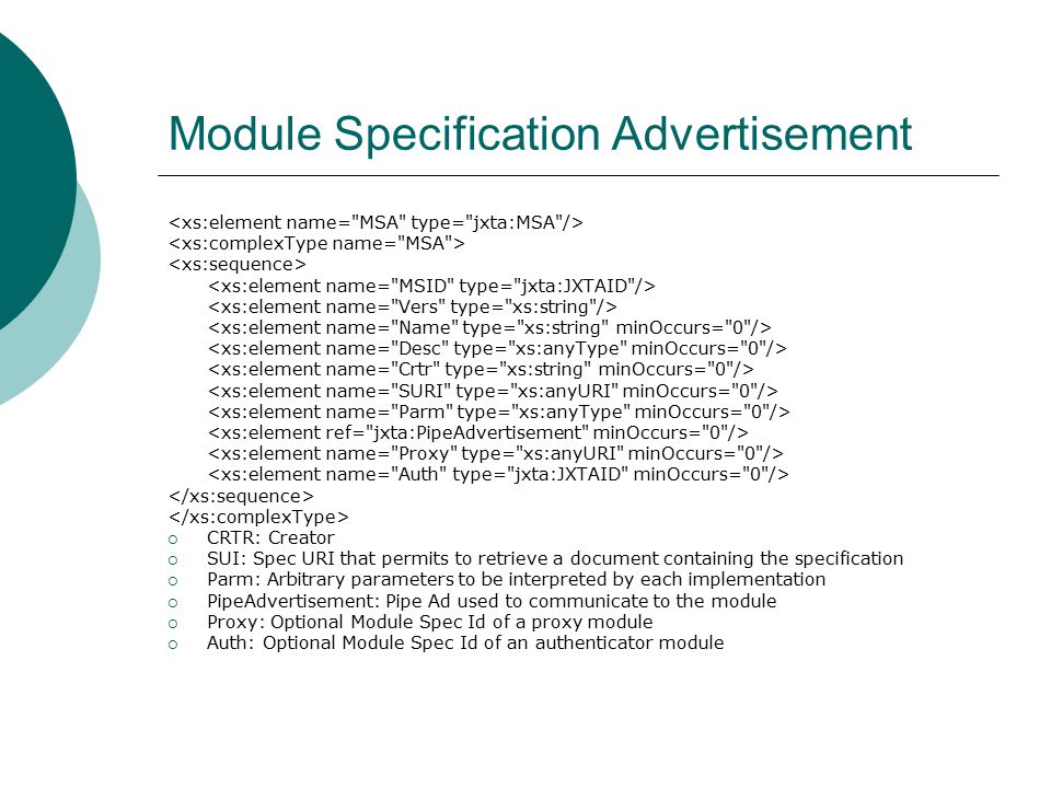 Module Specification Advertisement