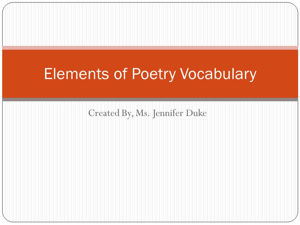 Elements of Poetry Vocabulary