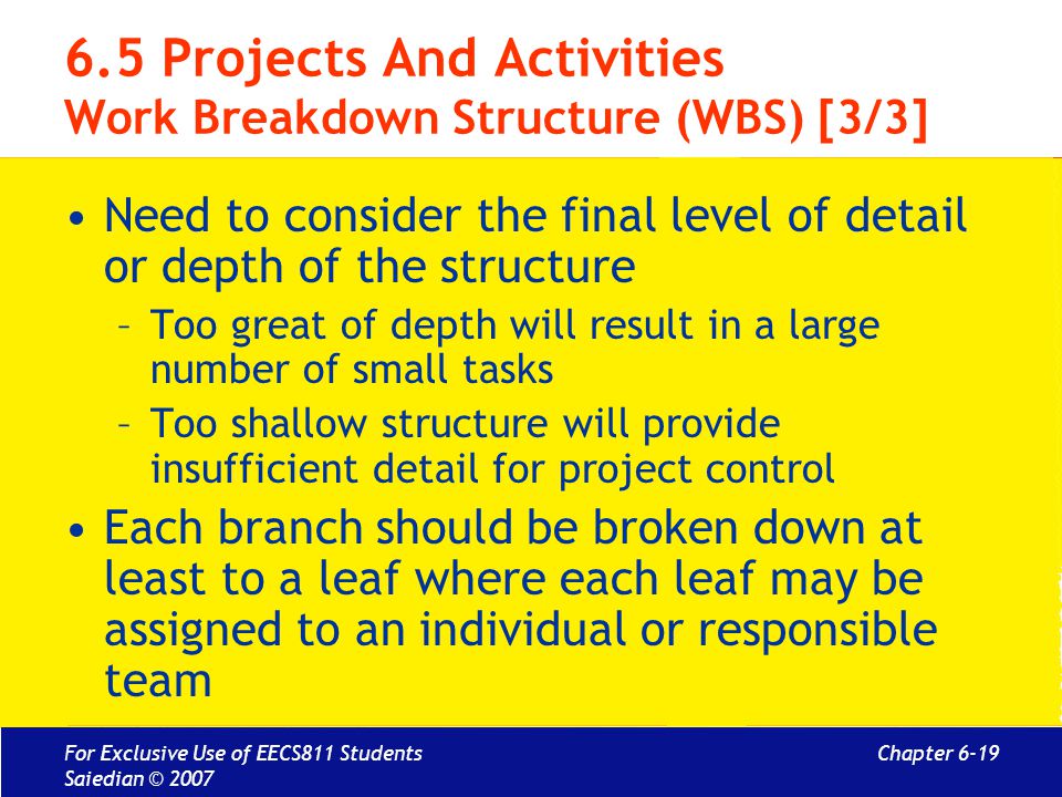 6.5 Projects And Activities Work Breakdown Structure (WBS) [3/3]