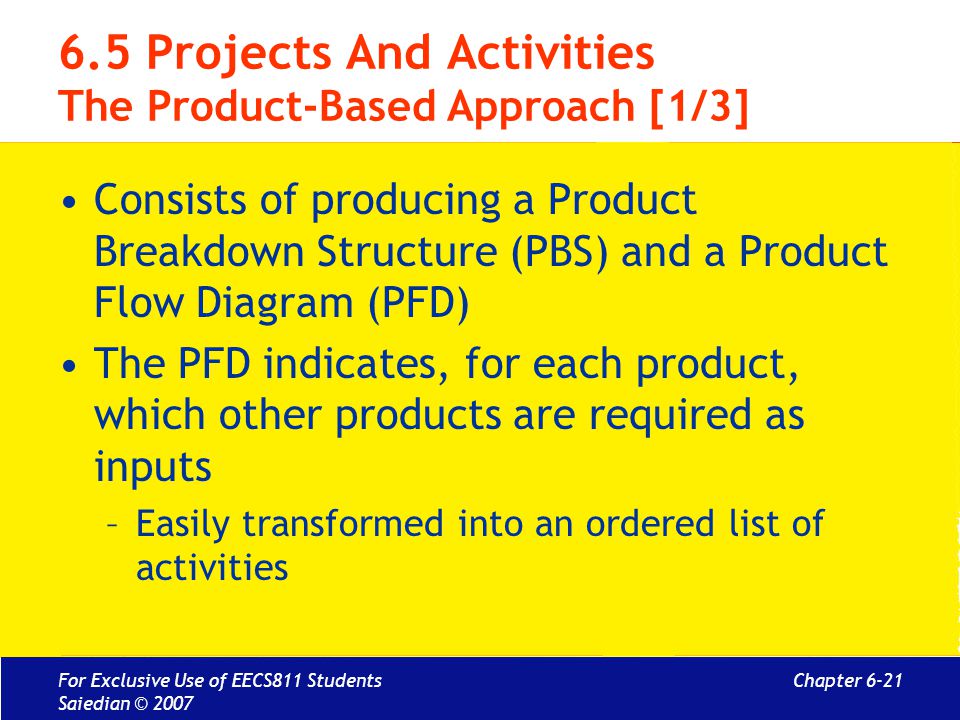 6.5 Projects And Activities The Product-Based Approach [1/3]