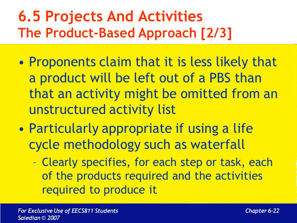 6.5 Projects And Activities The Product-Based Approach [2/3]