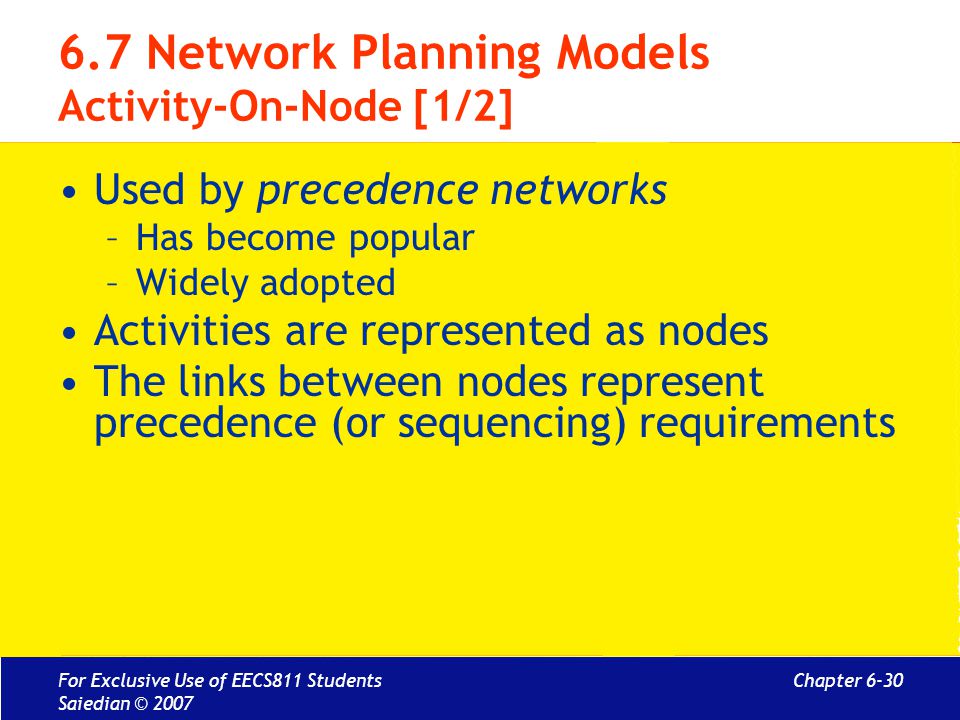 6.7 Network Planning Models Activity-On-Node [1/2]