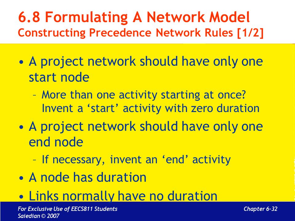 6.8 Formulating A Network Model Constructing Precedence Network Rules [1/2]