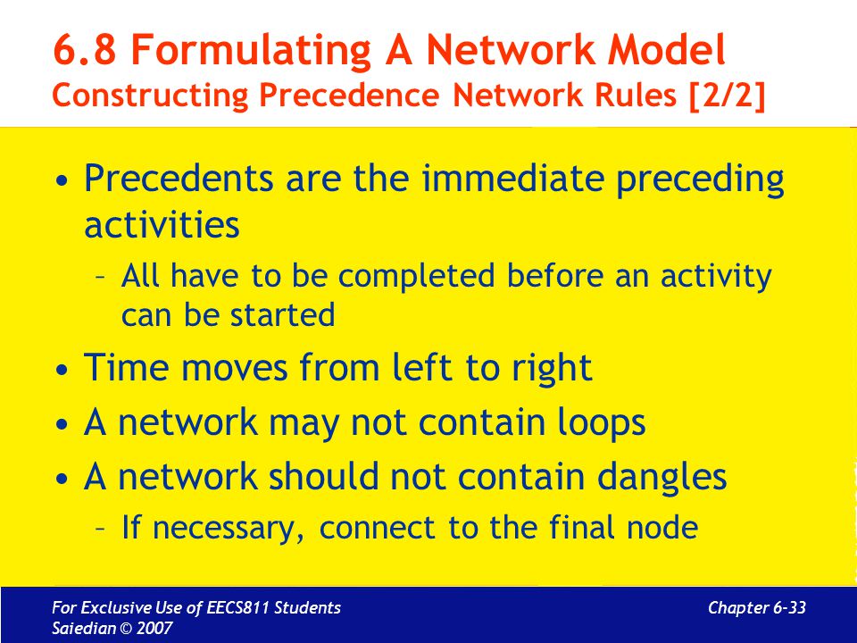6.8 Formulating A Network Model Constructing Precedence Network Rules [2/2]