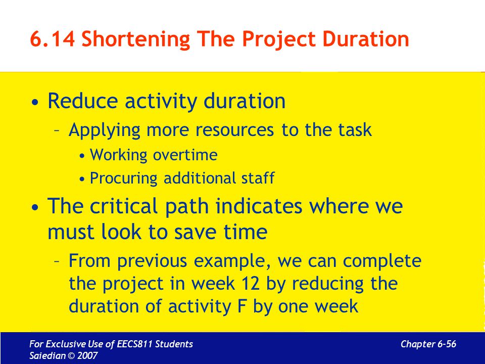 6.14 Shortening The Project Duration