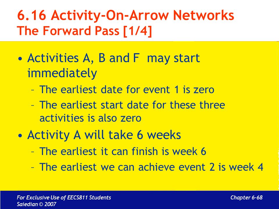 6.16 Activity-On-Arrow Networks The Forward Pass [1/4]