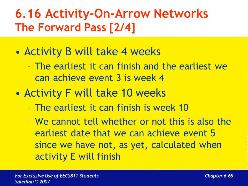 6.16 Activity-On-Arrow Networks The Forward Pass [2/4]