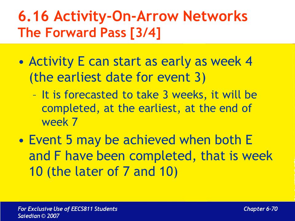 6.16 Activity-On-Arrow Networks The Forward Pass [3/4]