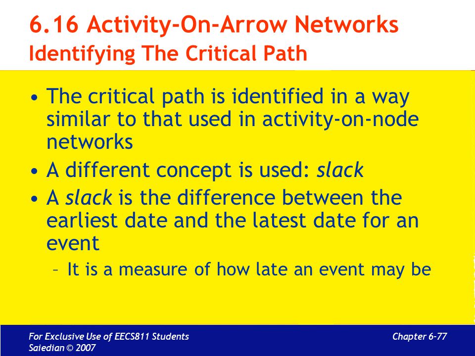 6.16 Activity-On-Arrow Networks Identifying The Critical Path