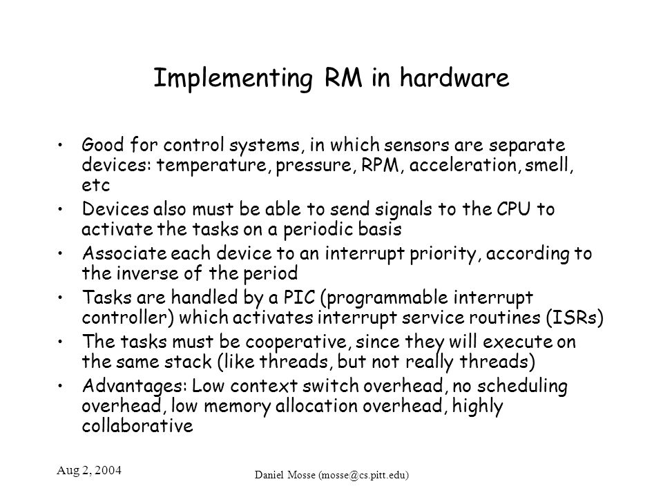 Implementing RM in hardware